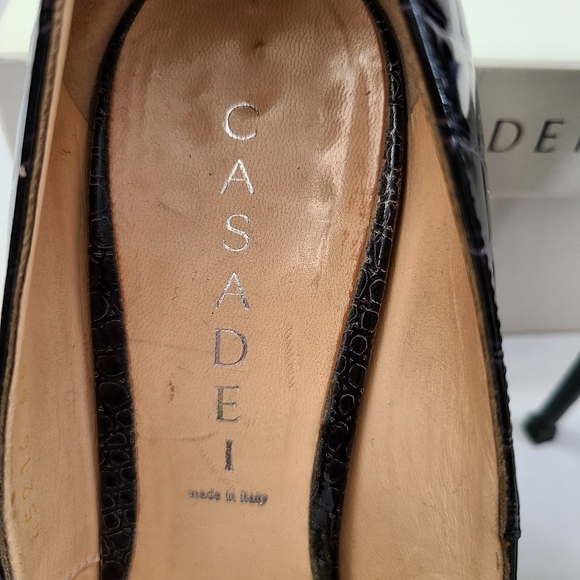 Casadei Patent Black Croc Heel - Picture 9 of 16